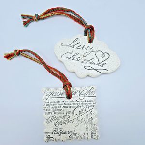 Merry Christmas Ornament Holiday Script Salt Dough Tree Trim Set of Two